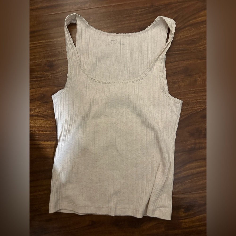 Aerie Cream Ribbed Tank Top